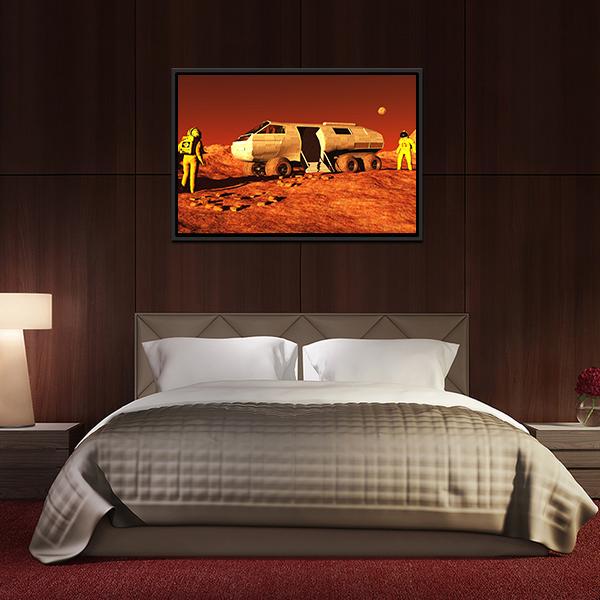 Astronauts & Mars Rover Canvas Wall Art-3 Horizontal-Gallery Wrap-25" x 16"-Tiaracle
