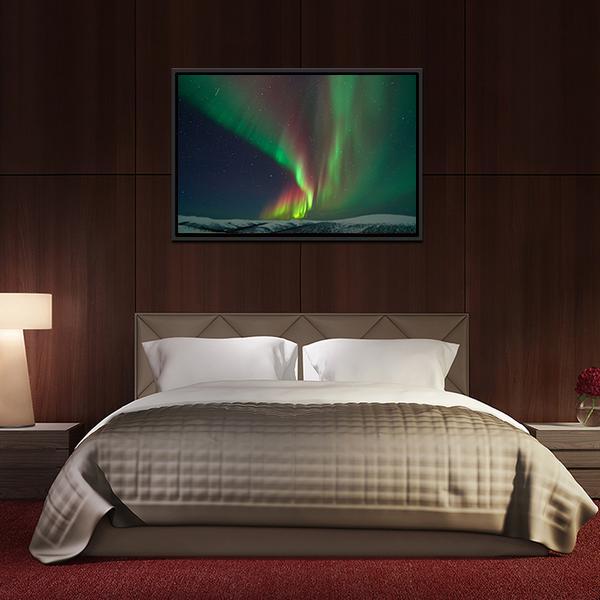 Aurora Borealis & Meteors Canvas Wall Art-3 Horizontal-Gallery Wrap-25" x 16"-Tiaracle