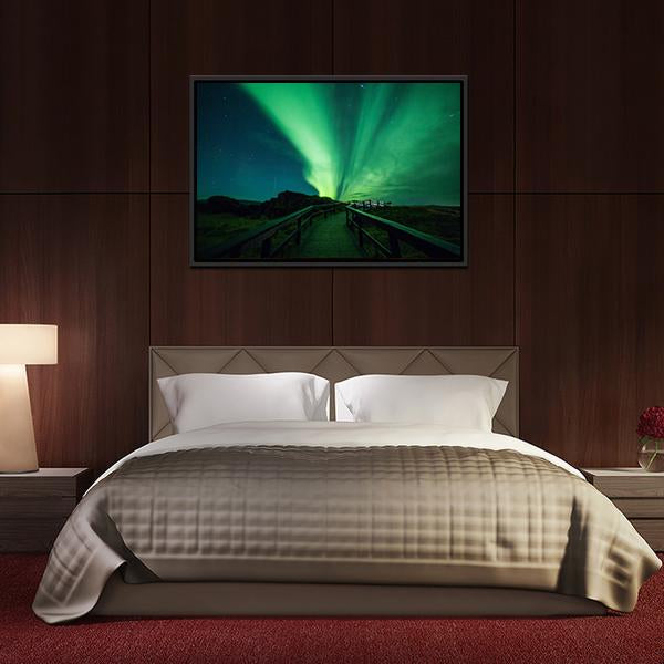 Aurora Borealis In Iceland Canvas Wall Art-3 Horizontal-Gallery Wrap-25" x 16"-Tiaracle