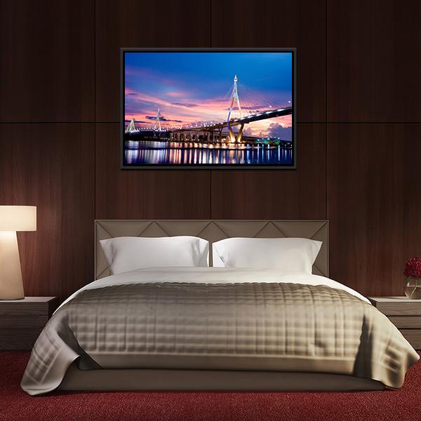 Bhumibol Bridge Canvas Wall Art-3 Horizontal-Gallery Wrap-25" x 16"-Tiaracle