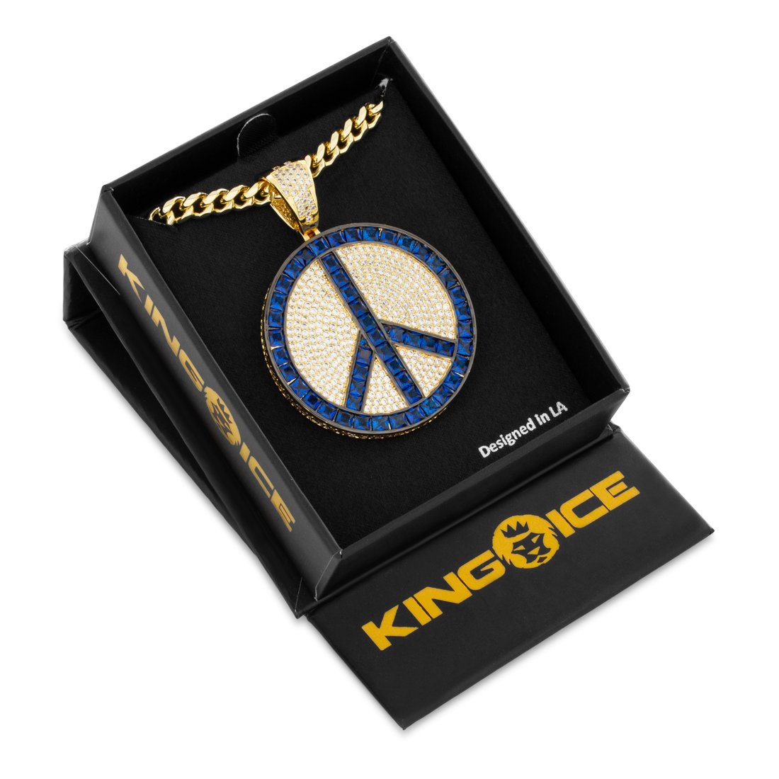 Blue Peace and Love Medallion Necklace