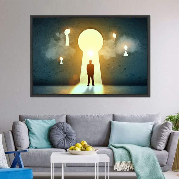 Businessman Silhouette Canvas Wall Art-1 Piece-Floating Frame-24" x 16"-Tiaracle