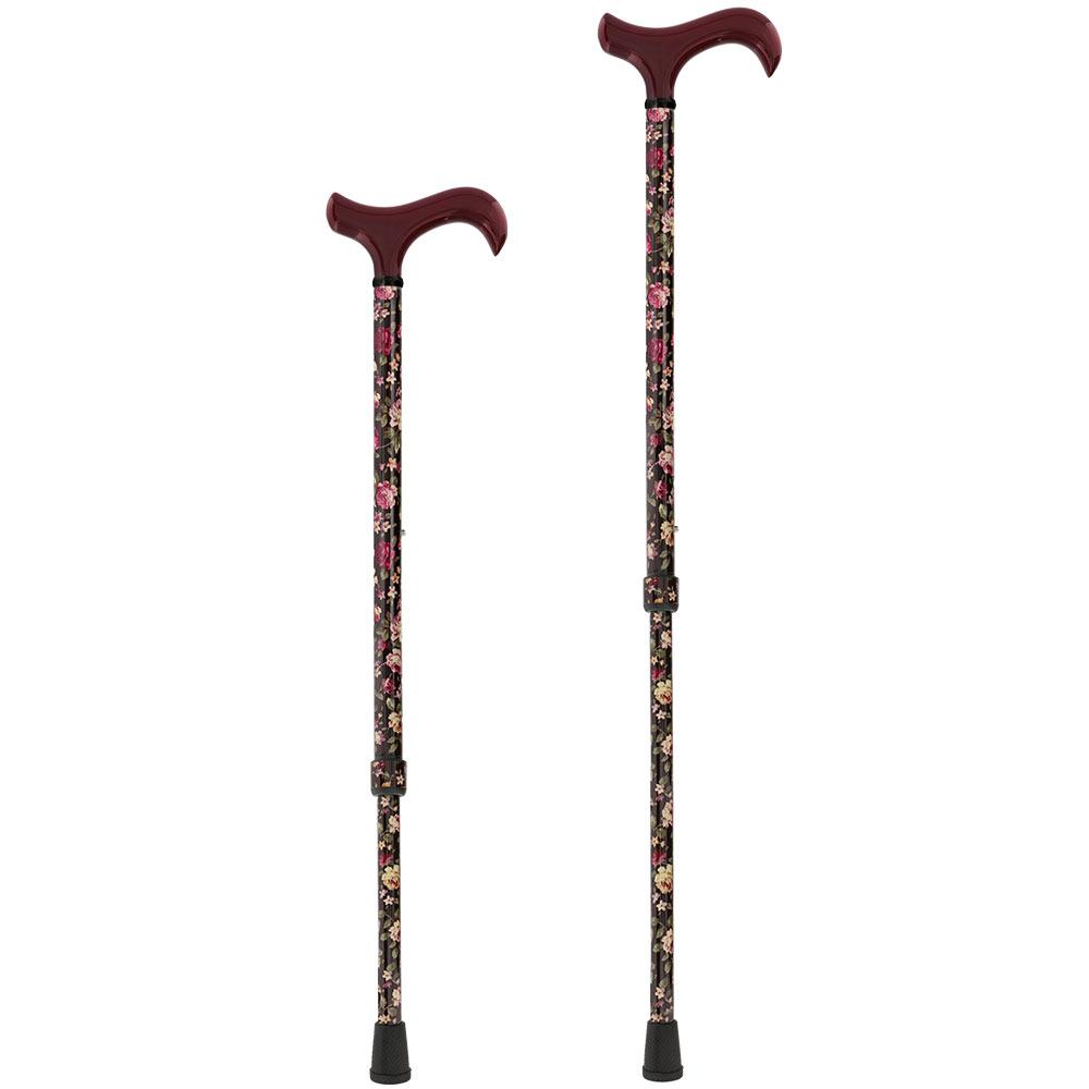 Scratch and Dent Dark Floral Pattern Derby Carbon Fiber Adjustable Cane V1888