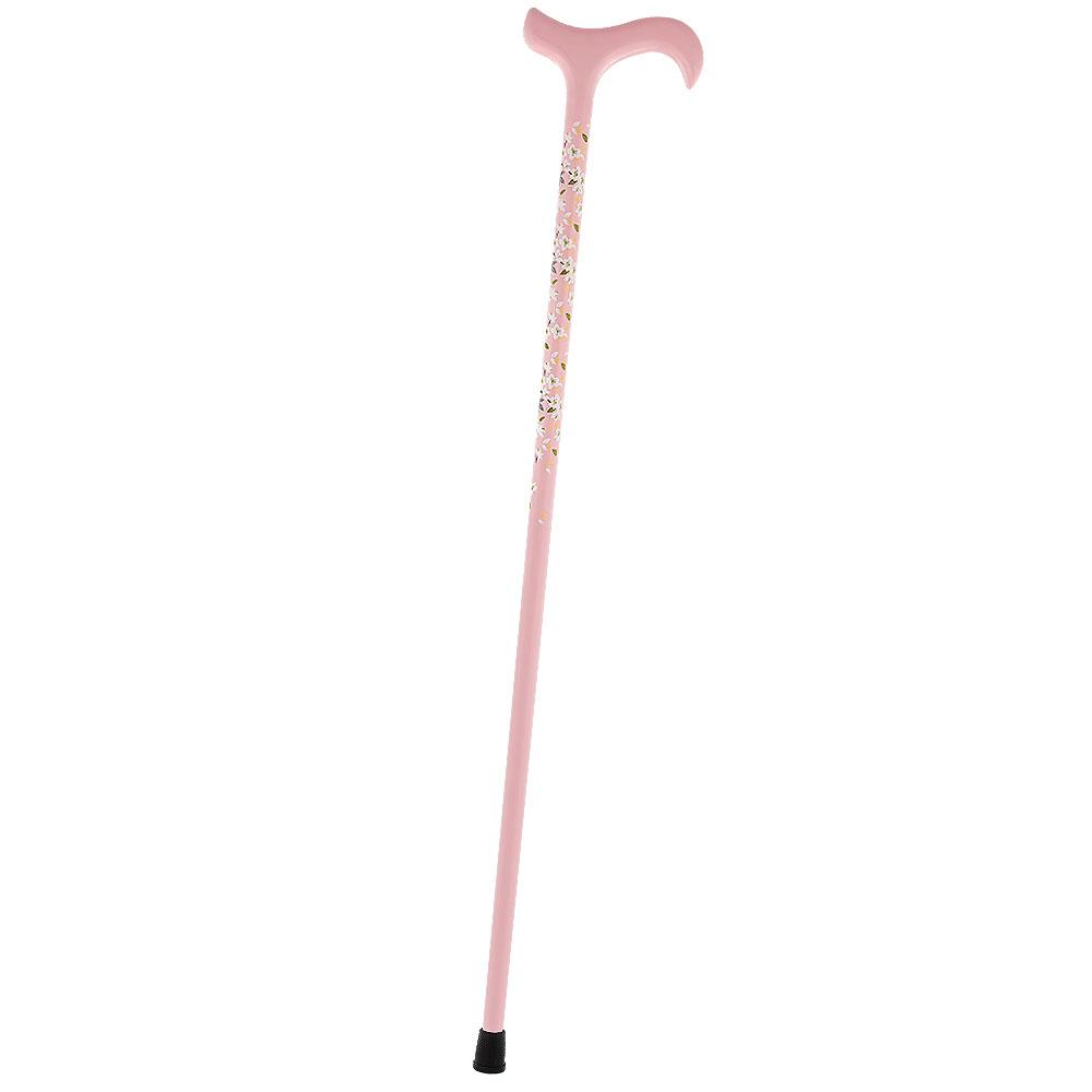 Scratch and Dent Pink with White Flowers Derby Carbon Fiber Walking Cane V1871