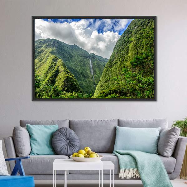 Cascade Blanche Canvas Wall Art-1 Piece-Floating Frame-24" x 16"-Tiaracle