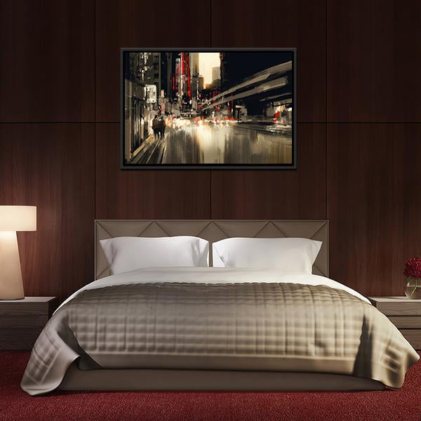 City Street illustration Canvas Wall Art-3 Horizontal-Gallery Wrap-25" x 16"-Tiaracle