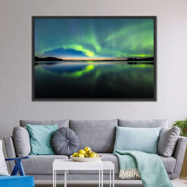 Northern Lights In Sky Canvas Wall Art-3 Horizontal-Gallery Wrap-25" x 16"-Tiaracle