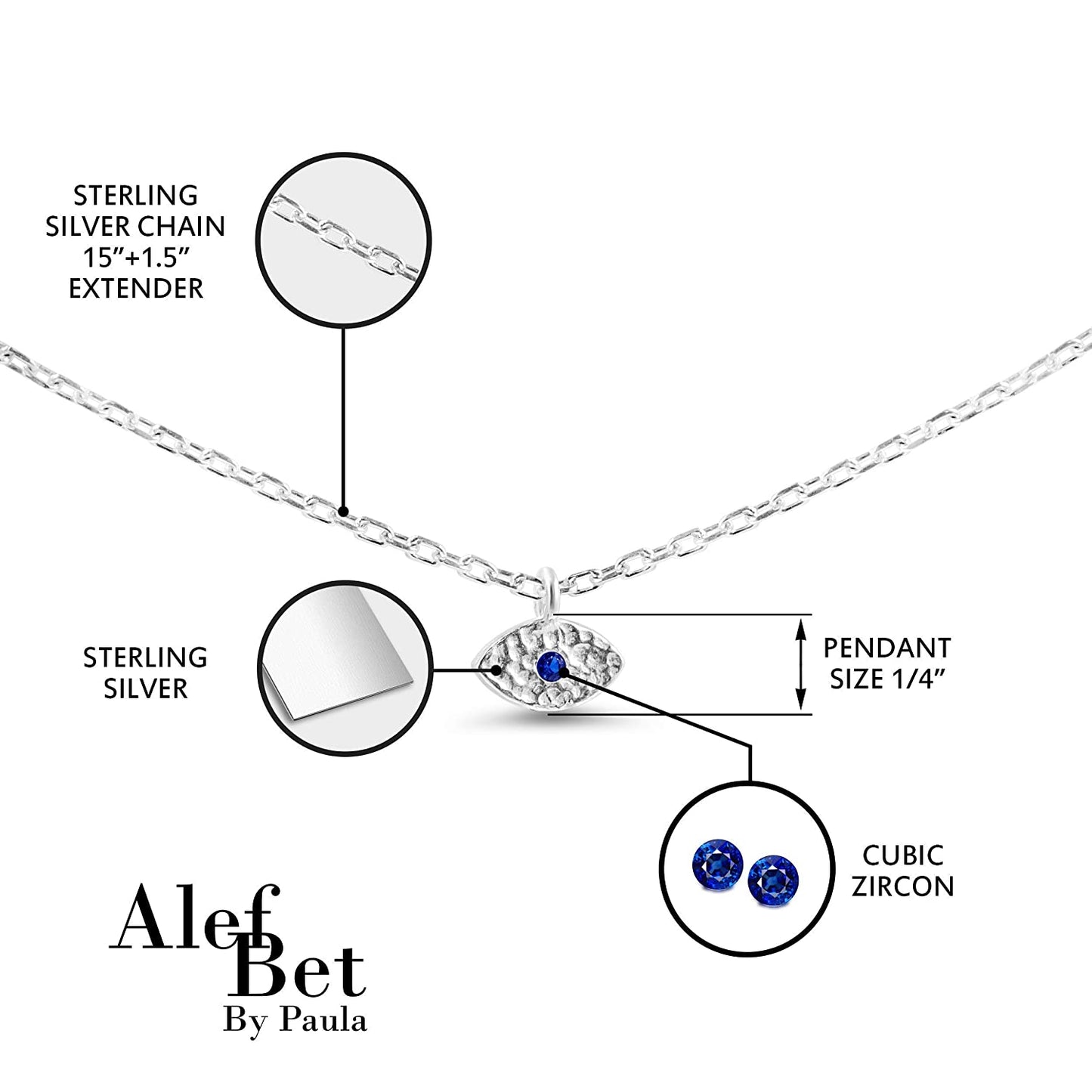 Mini Evil Eye Necklace in Silver or Gold