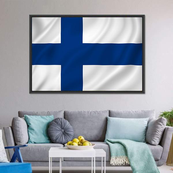 Finland Flag Canvas Wall Art-3 Horizontal-Gallery Wrap-25" x 16"-Tiaracle