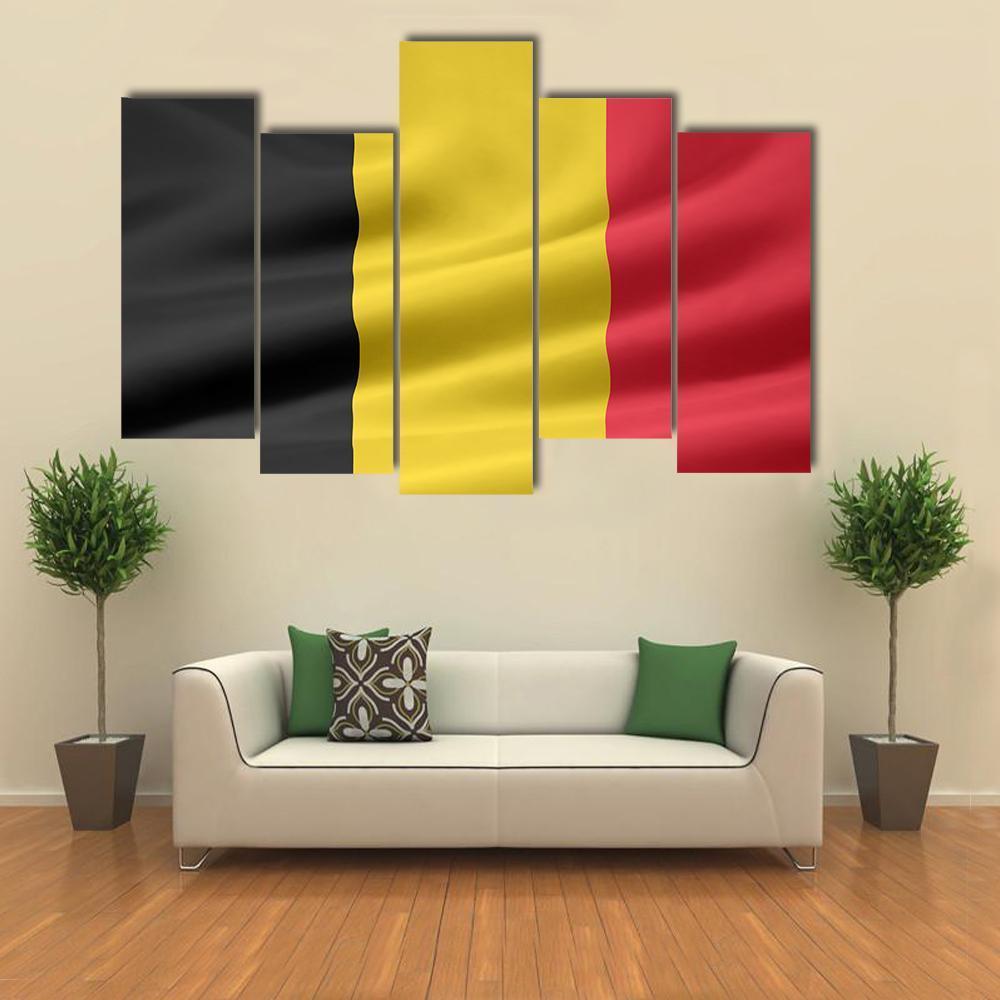 Flag Of Belgium Canvas Wall Art-5 Pop-Gallery Wrap-47" x 32"-Tiaracle