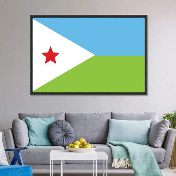 Flag Of Djibouti Canvas Wall Art-3 Horizontal-Gallery Wrap-25" x 16"-Tiaracle