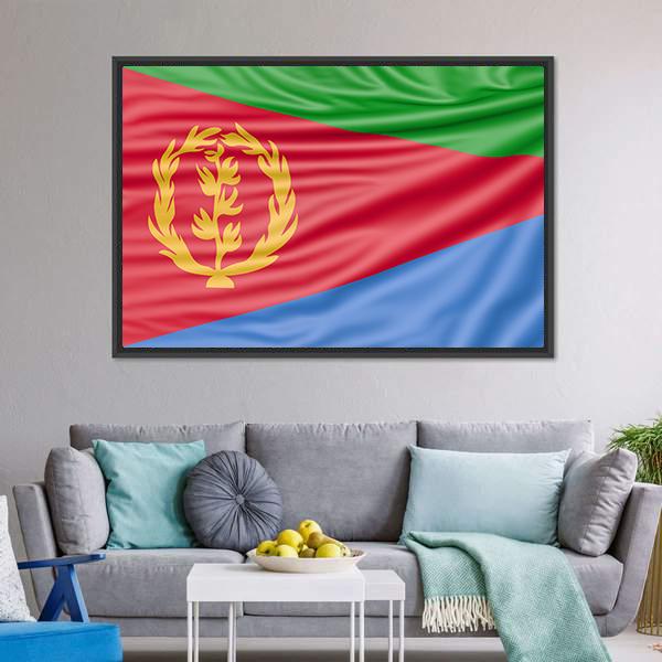 Flag Of Eritrea Canvas Wall Art-3 Horizontal-Gallery Wrap-25" x 16"-Tiaracle