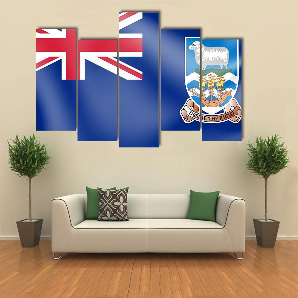 Flag Of Falkland Island Canvas Wall Art-5 Pop-Gallery Wrap-47" x 32"-Tiaracle