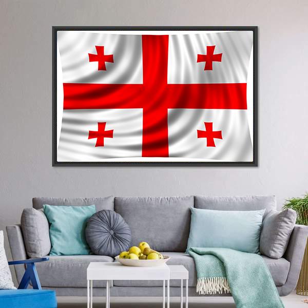 Flag Of Georgia Canvas Wall Art-3 Horizontal-Gallery Wrap-25" x 16"-Tiaracle