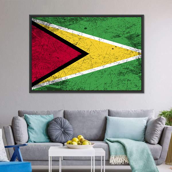 Flag Of Guyana Canvas Wall Art-3 Horizontal-Gallery Wrap-25" x 16"-Tiaracle