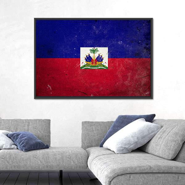 Flag Of Haiti Canvas Wall Art-1 Piece-Floating Frame-24" x 16"-Tiaracle