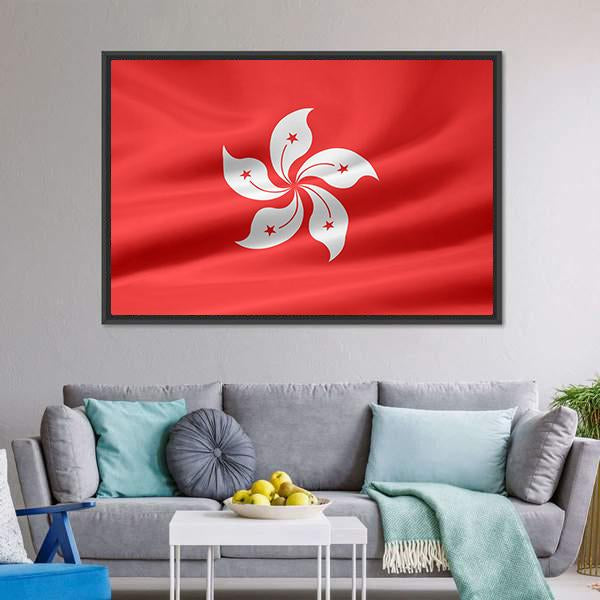 Flag Of Hong Kong Canvas Wall Art-3 Horizontal-Gallery Wrap-25" x 16"-Tiaracle