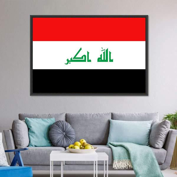 Flag Of Iraq Canvas Wall Art-3 Horizontal-Gallery Wrap-25" x 16"-Tiaracle