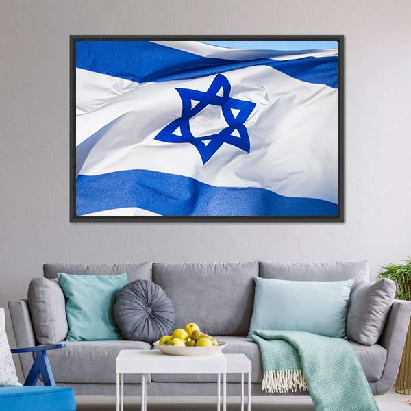 Flag Of Israel Canvas Wall Art-3 Horizontal-Gallery Wrap-25" x 16"-Tiaracle