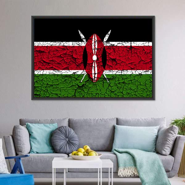 Flag Of Kenya Canvas Wall Art-3 Horizontal-Gallery Wrap-25" x 16"-Tiaracle