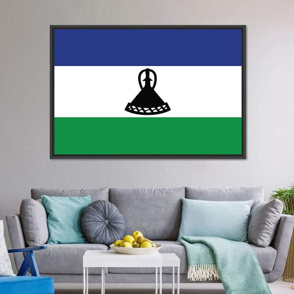 Flag Of Lesotho Canvas Wall Art-3 Horizontal-Gallery Wrap-25" x 16"-Tiaracle