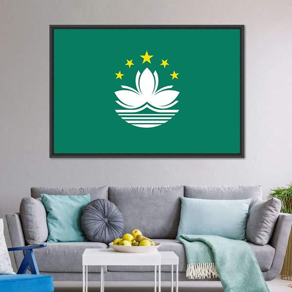 Flag Of Macau Canvas Wall Art-3 Horizontal-Gallery Wrap-25" x 16"-Tiaracle