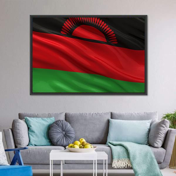 Flag Of Malawi Canvas Wall Art-3 Horizontal-Gallery Wrap-25" x 16"-Tiaracle