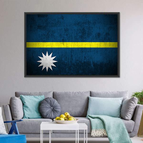 Flag Of Nauru Canvas Wall Art-3 Horizontal-Gallery Wrap-25" x 16"-Tiaracle