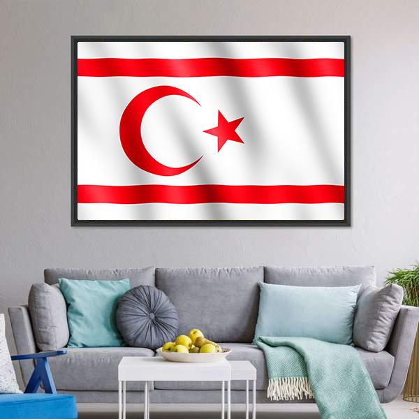 Flag Of Northern Cyprus Canvas Wall Art-3 Horizontal-Gallery Wrap-25" x 16"-Tiaracle