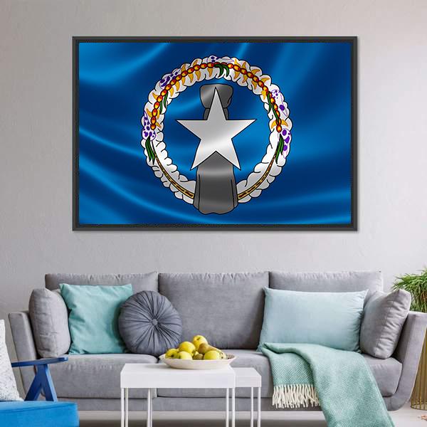 Flag Of Northern Mariana Islands Canvas Wall Art-3 Horizontal-Gallery Wrap-25" x 16"-Tiaracle