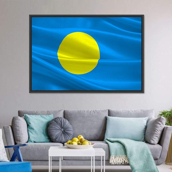 Flag Of Palau Canvas Wall Art-3 Horizontal-Gallery Wrap-25" x 16"-Tiaracle