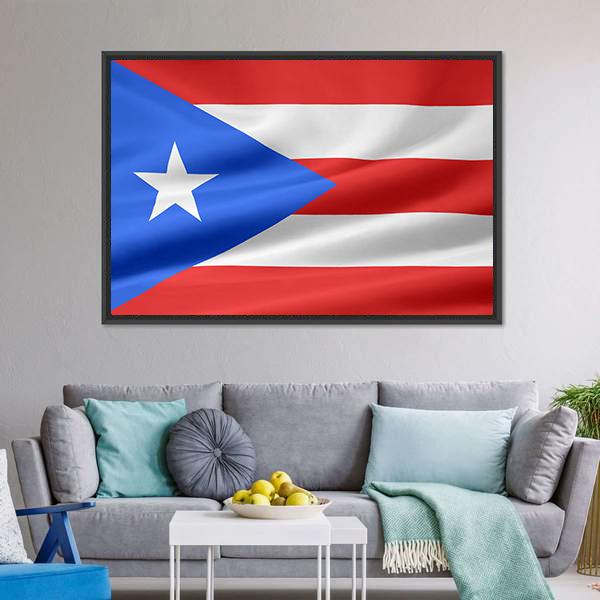 Flag Of Puerto Rico Canvas Wall Art-3 Horizontal-Gallery Wrap-25" x 16"-Tiaracle