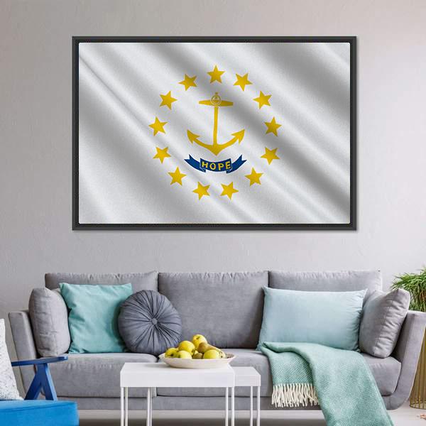 Flag Of Rhode Island Canvas Wall Art-3 Horizontal-Gallery Wrap-25" x 16"-Tiaracle
