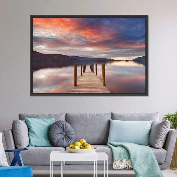 Flooded Jetty In Water Canvas Wall Art-3 Horizontal-Gallery Wrap-25" x 16"-Tiaracle