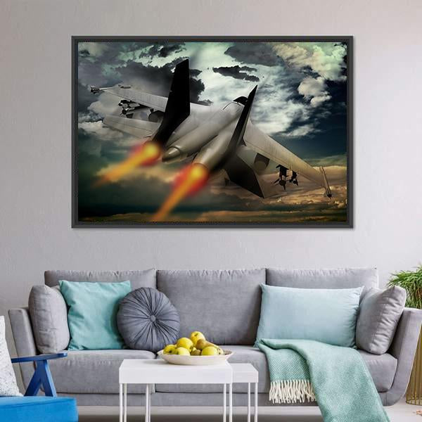 Flying Fighter Jet Canvas Wall Art-3 Horizontal-Gallery Wrap-25" x 16"-Tiaracle