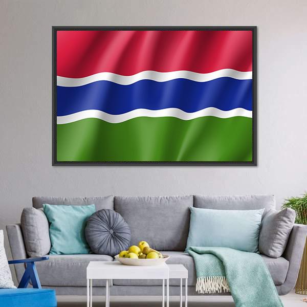 Gambia Flag Canvas Wall Art-3 Horizontal-Gallery Wrap-25" x 16"-Tiaracle