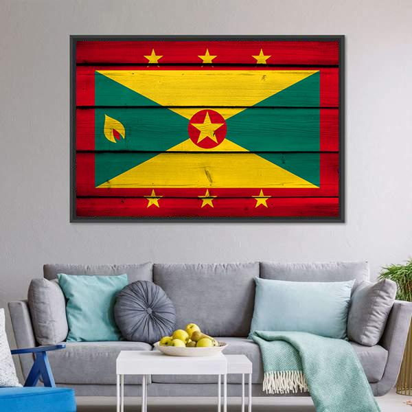 Grenada Flag Canvas Wall Art-3 Horizontal-Gallery Wrap-25" x 16"-Tiaracle