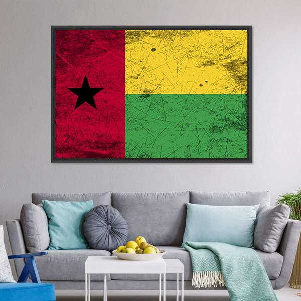 Guinea-Bissau Flag Canvas Wall Art-3 Horizontal-Gallery Wrap-25" x 16"-Tiaracle