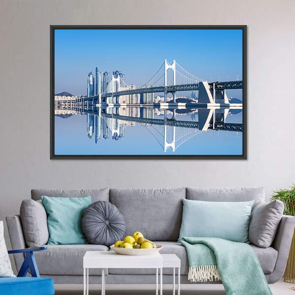Gwangan Bridge Canvas Wall Art-3 Horizontal-Gallery Wrap-25" x 16"-Tiaracle