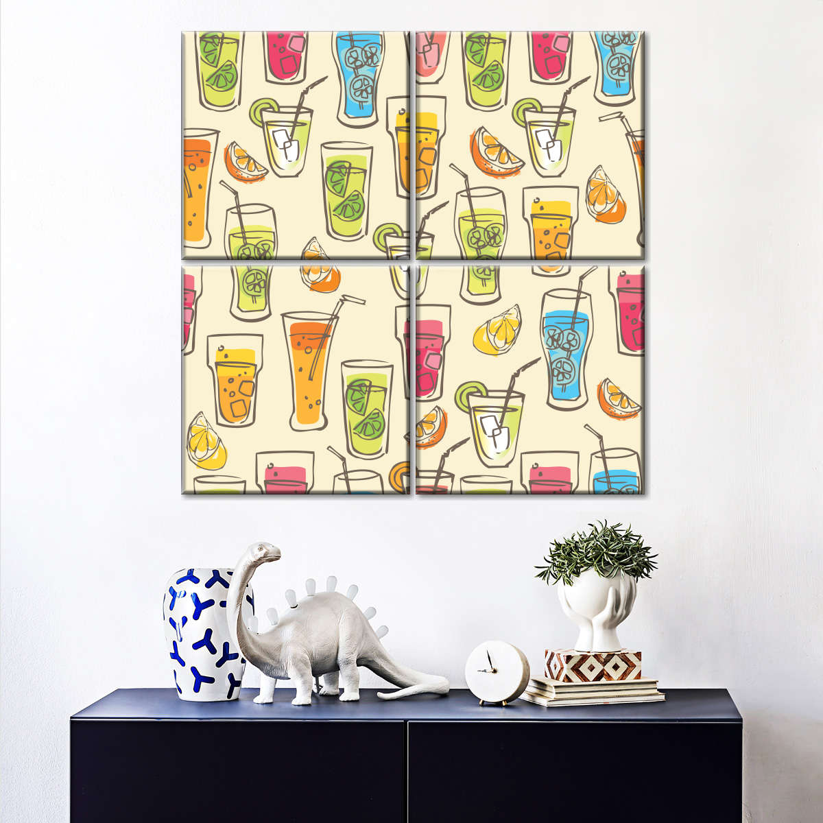 कॉकटेल ड्रिंक पैटर्न दीवार कला