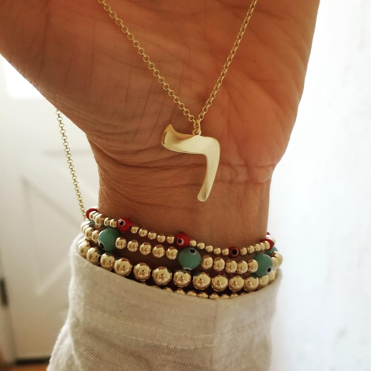 بلیو ایول آئی 4 ملی میٹر چاندی یا سونے کی مالا کڑا اسٹیکنگ کے لئے کامل