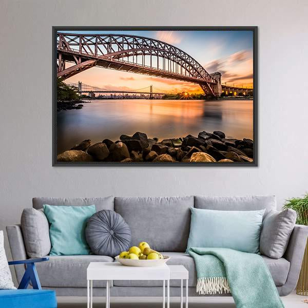 Hell Gate & Triboro Bridge Canvas Wall Art-3 Horizontal-Gallery Wrap-25" x 16"-Tiaracle