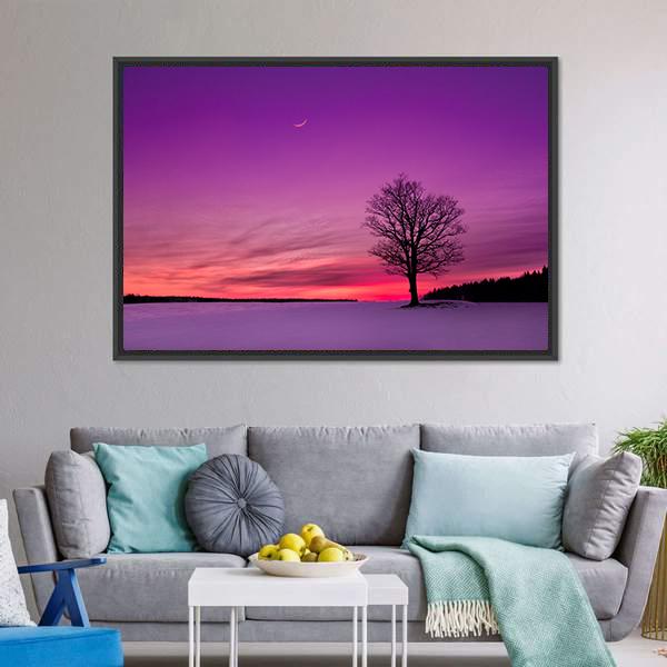 Idyllic Sunset In Field Canvas Wall Art-3 Horizontal-Gallery Wrap-25" x 16"-Tiaracle