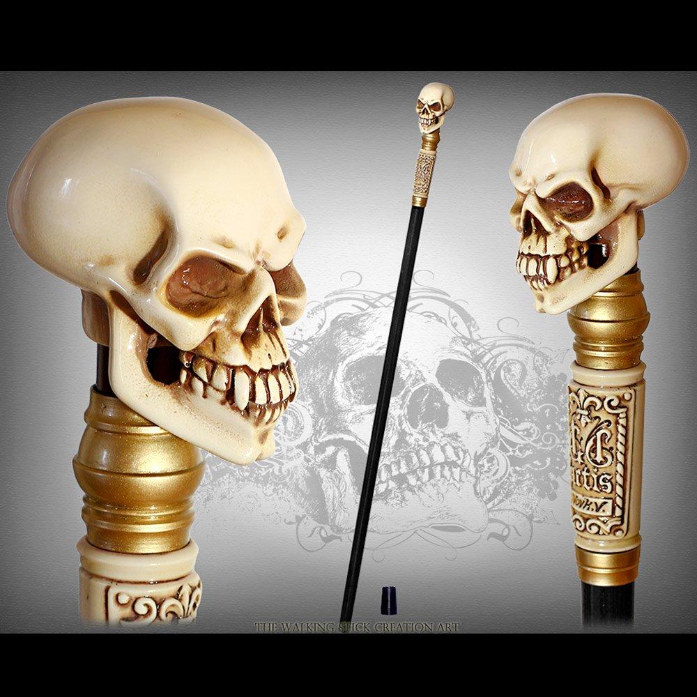 Scratch & Dent Gothic Style Knob Ivory Scroll Skull Cane V1820