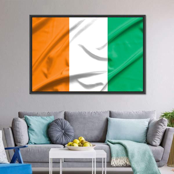 Ivory Coast Flag Canvas Wall Art-3 Horizontal-Gallery Wrap-25" x 16"-Tiaracle