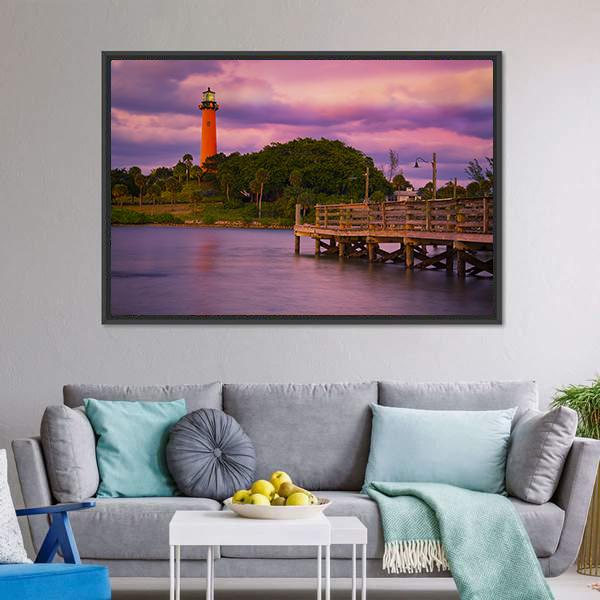 Jupiter Inlet Lighthouse Canvas Wall Art-3 Horizontal-Gallery Wrap-25" x 16"-Tiaracle