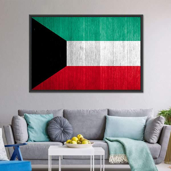 Kuwait Flag Canvas Wall Art-3 Horizontal-Gallery Wrap-25" x 16"-Tiaracle