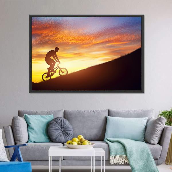 Man Riding Bmx Bike Canvas Wall Art-3 Horizontal-Gallery Wrap-25" x 16"-Tiaracle
