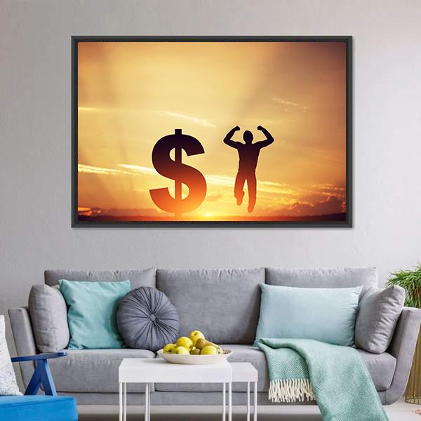 Man With Dollar Symbol Canvas Wall Art-3 Horizontal-Gallery Wrap-25" x 16"-Tiaracle
