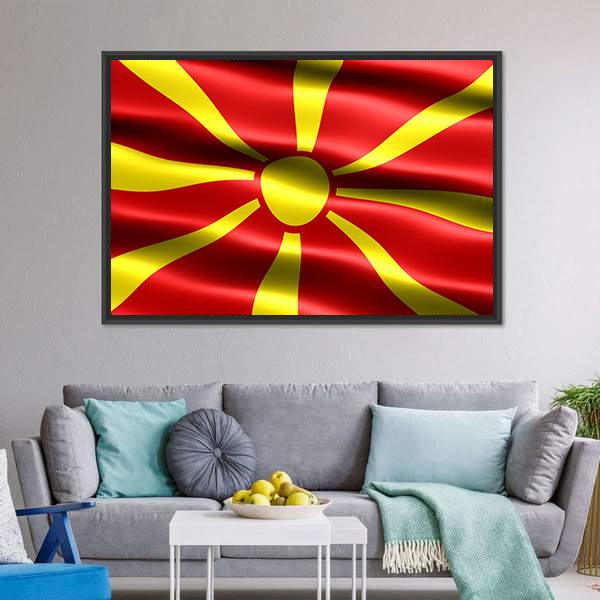 North Macedonia Flag Canvas Wall Art-3 Horizontal-Gallery Wrap-25" x 16"-Tiaracle
